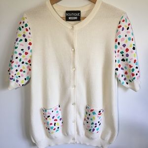 Boutique Moschino Confetti Sleeve Knit Sweater Artsy Designer Top Women’s 14